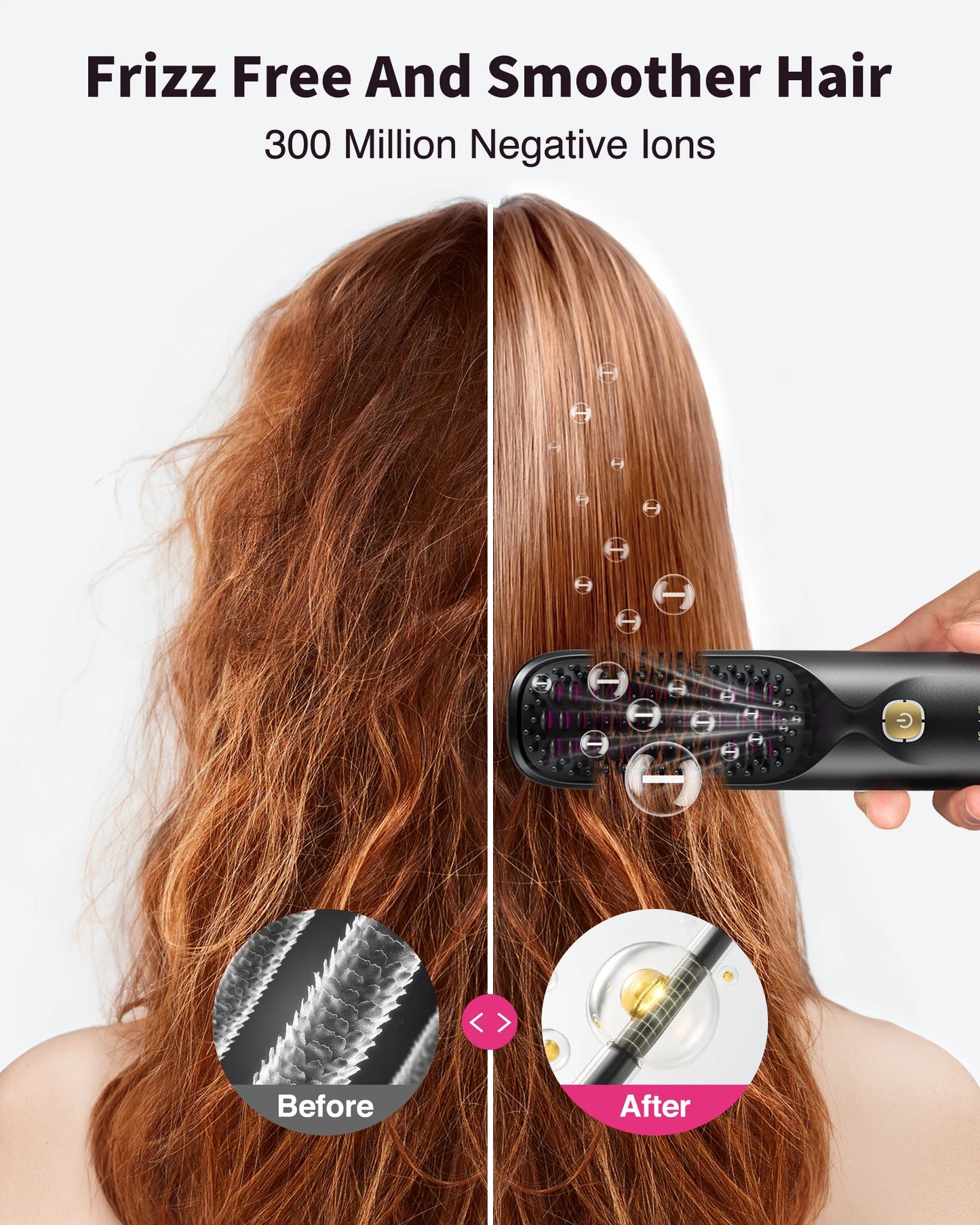 BOPCAL Cordless Hair Straightener Portable Brush With 30s Fast Heating