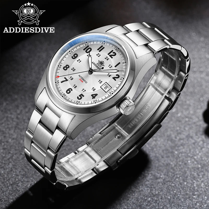 Addiesdive Automatic Watch Mens 200m Luminous Sapphire Glass
