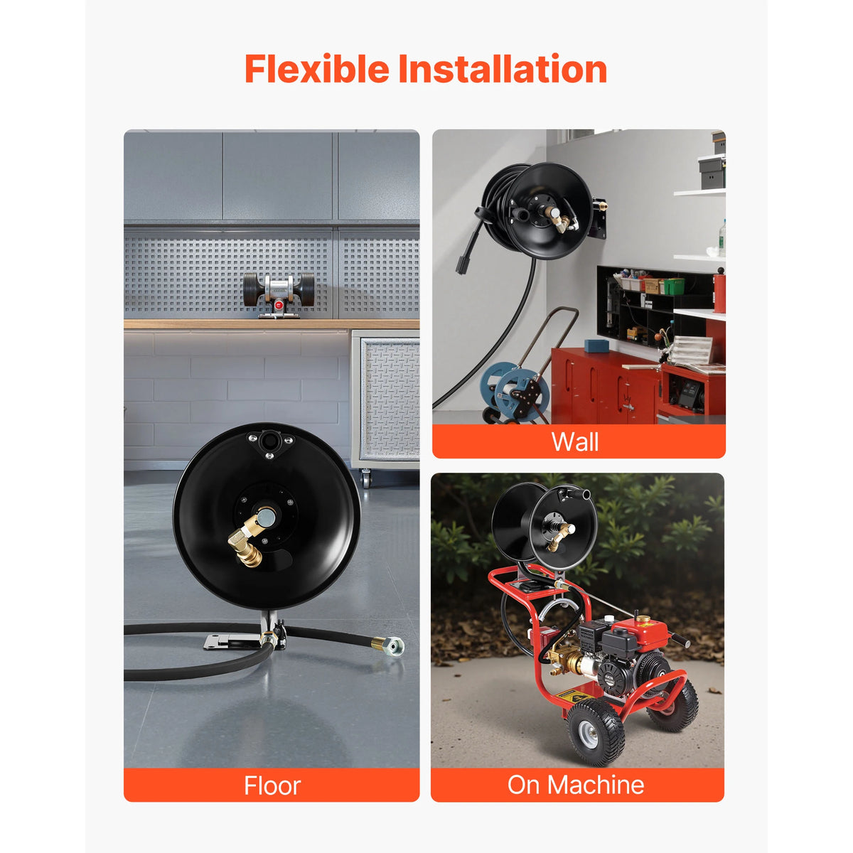 SucceBuy Steel Pressure Washer Hose Reel With Manual Hand Crank
