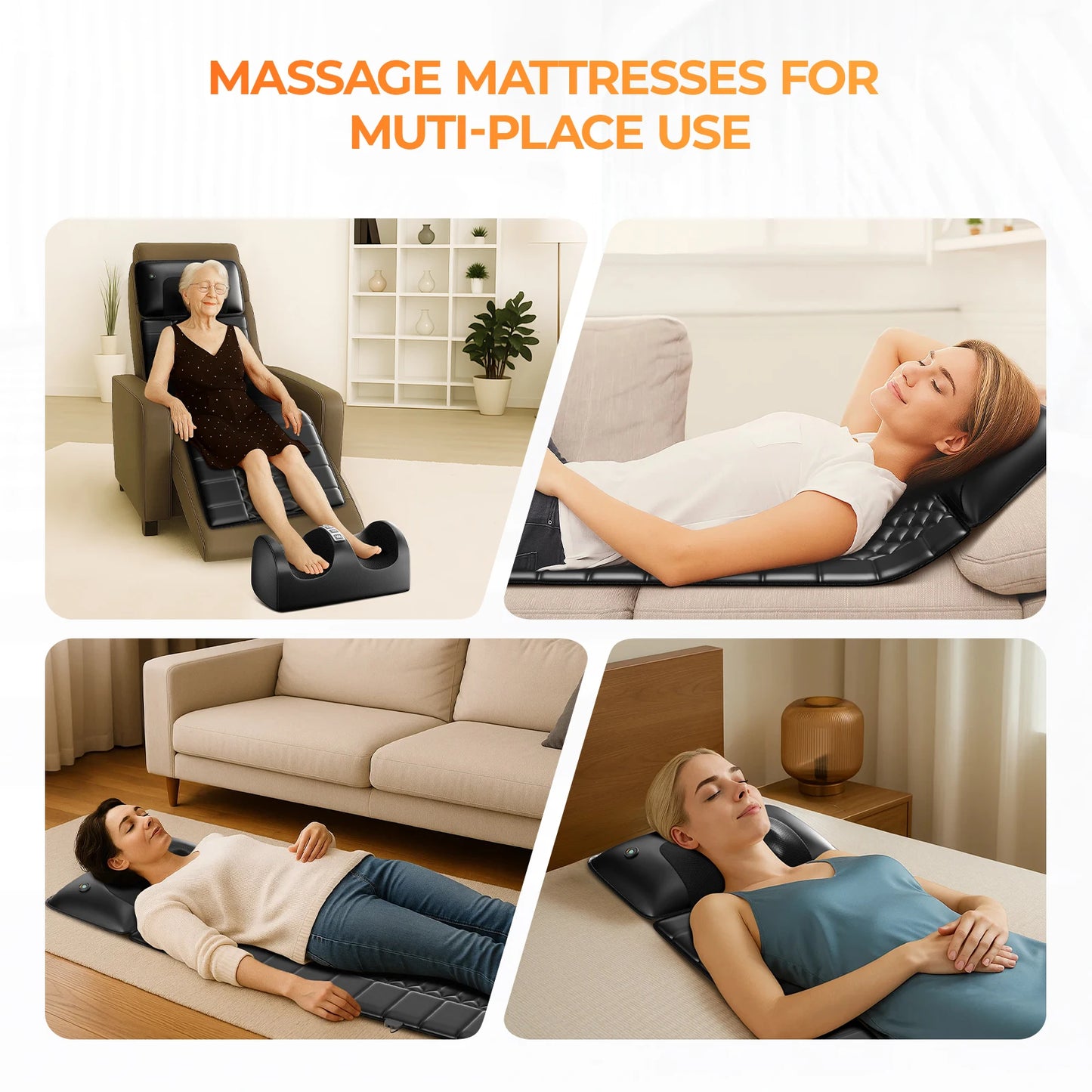 HOMEMASSA Shiatsu Full Body Massage Mat With Heat And Detachable Pad