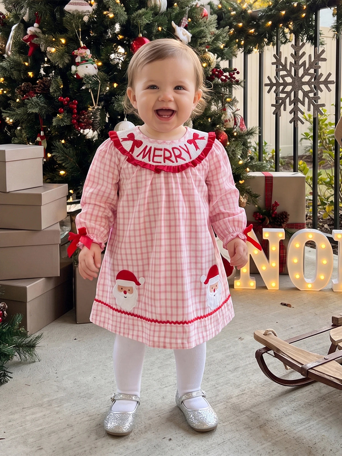 Christmas Plaid Dress Plaid Santa Claus Patch Santa Santa Claus Kids Girl Claus Patch Fall Kids Girl Christmas