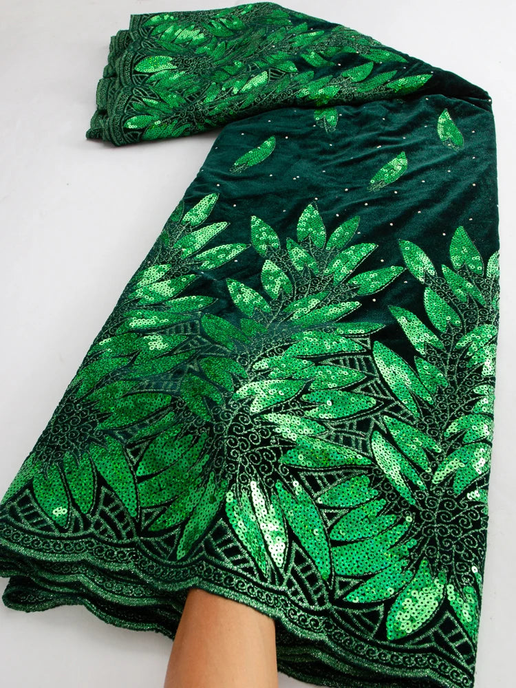African Sequined Velvet French Lace Fabric For Wedding Party Dresses