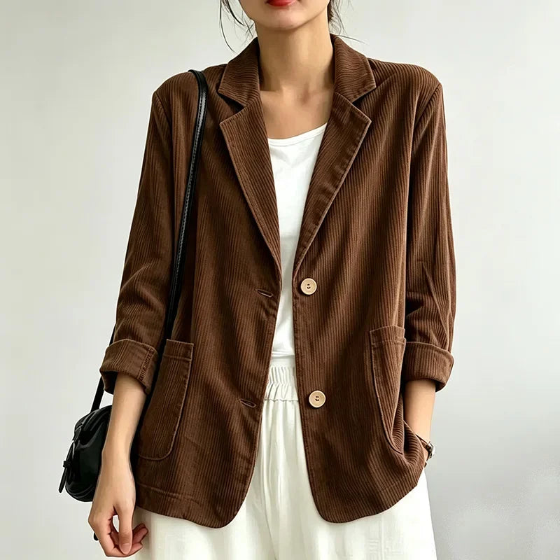 Women's Vintage Casual Single Breasted Cotton Blend Jacket
