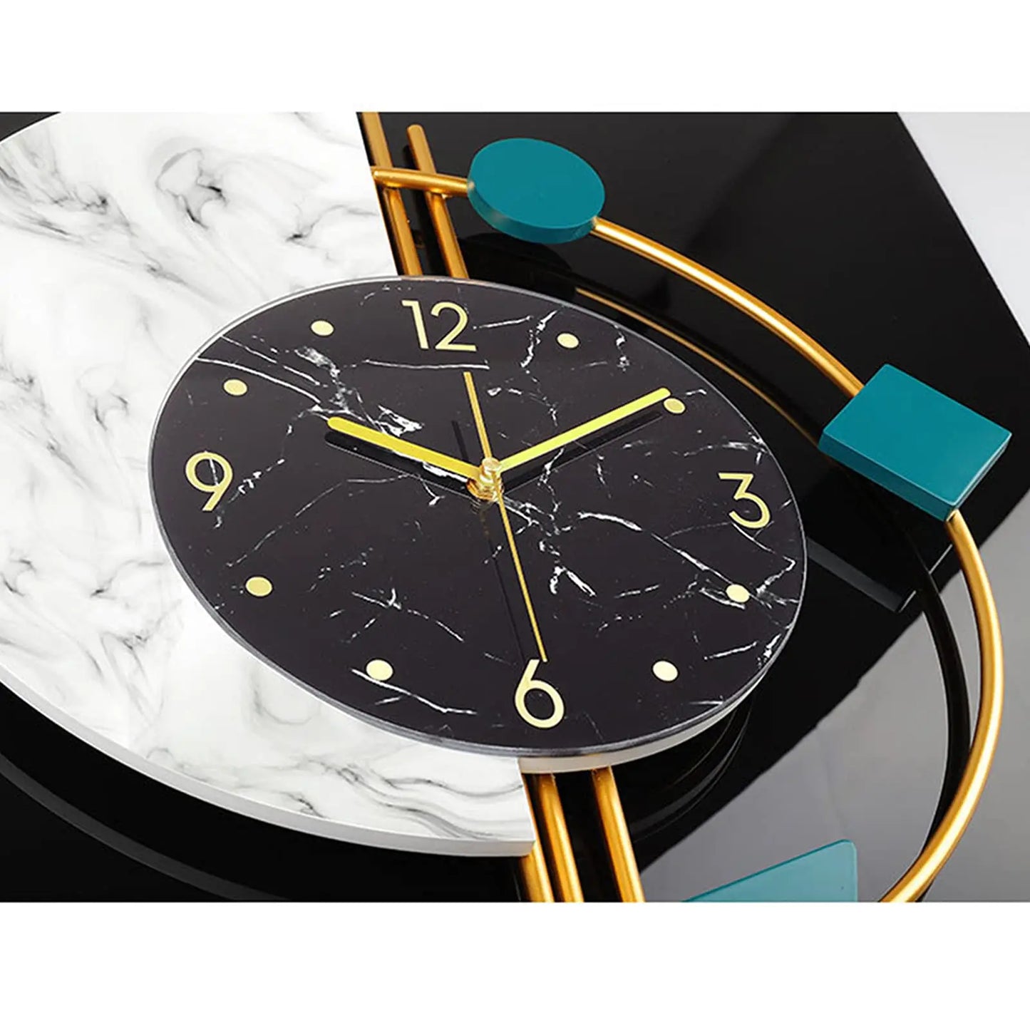 Marble Wall Clock Nordic Style Luxury Silent Battery Operated Living Room