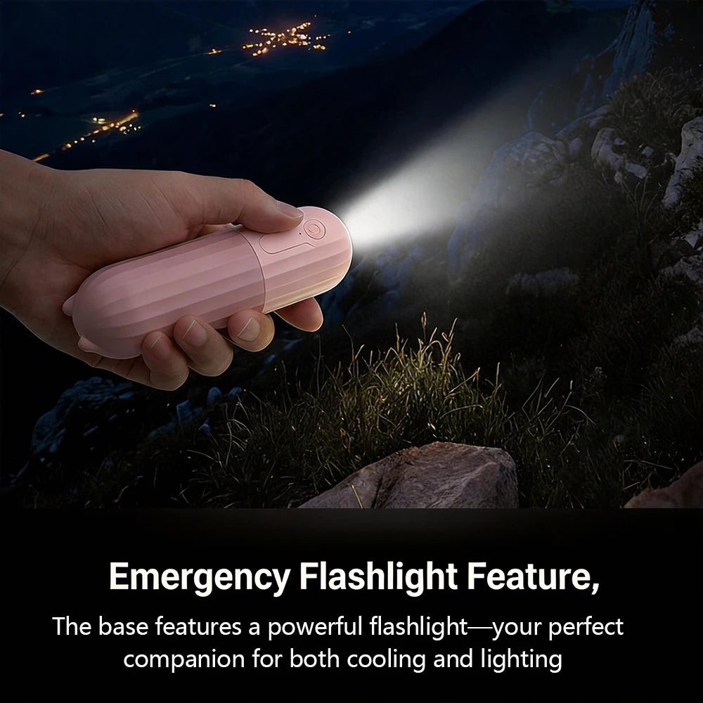 Mini handheld small fan lighting high wind outdoor silent charging fan small compact outdoor travel fan