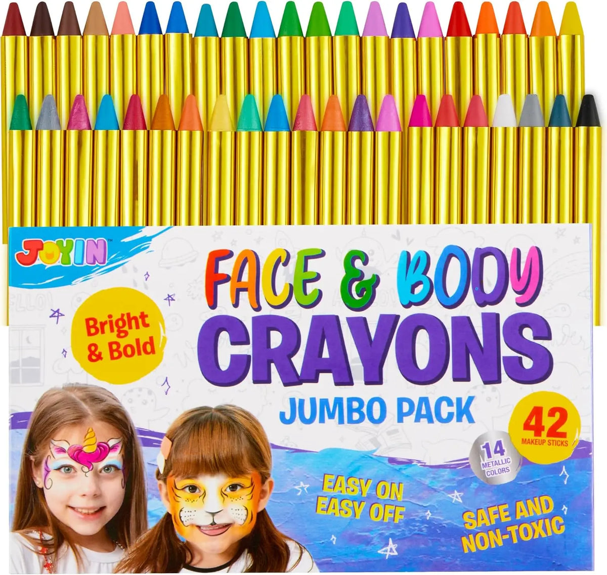 42PCS Face and Body Paint Crayons XL Face Painting Kit Ultimate Party Pack for Kids Birthday Makeup Party Supplies Festival Gift