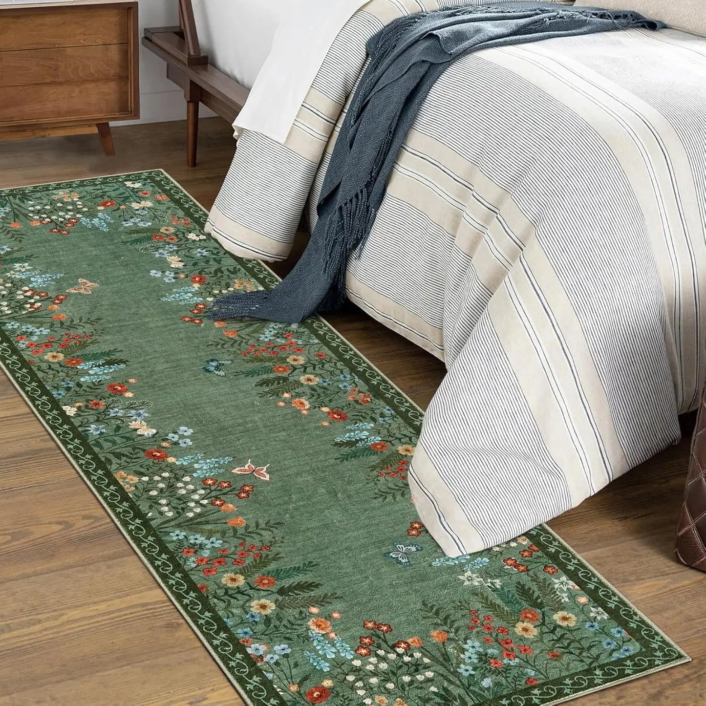 HiMISS Boho Floral Washable Rug For Living Room Non Slip