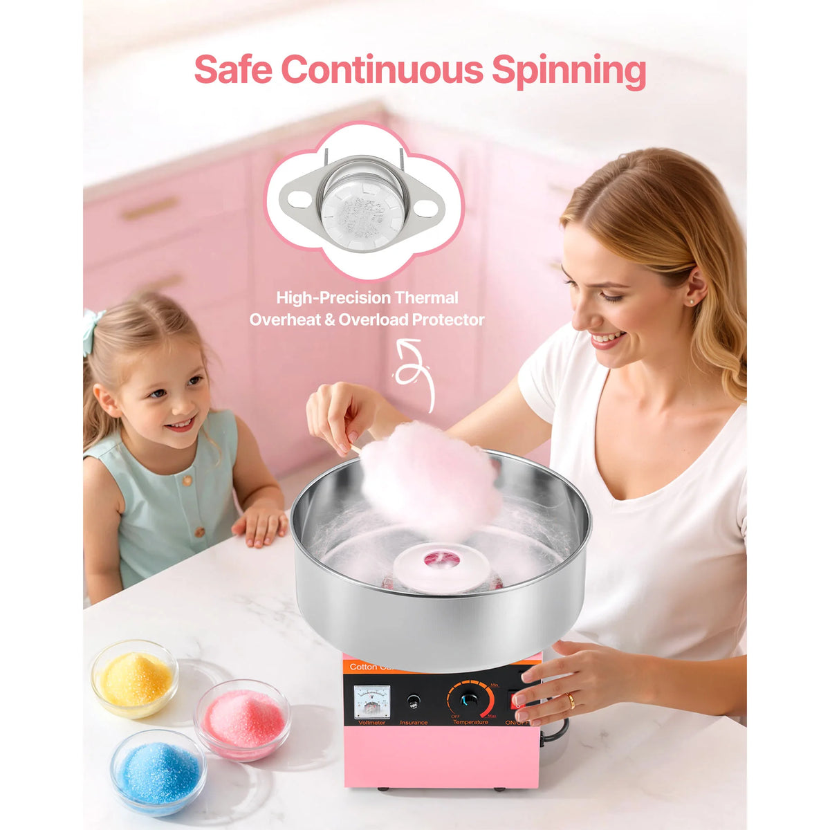 SucceBuy Commercial Cotton Candy Machine Electric Floss Maker for Parties