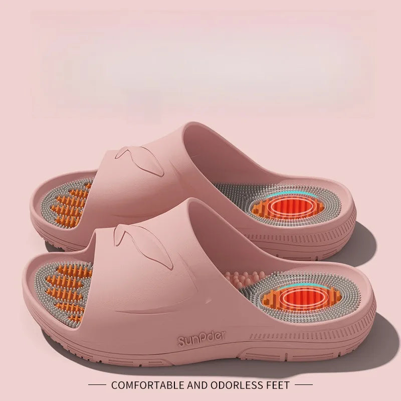 Particle massage cool slippers for men and women, summer indoor home anti-slip slippers - pure color simple casual slippers