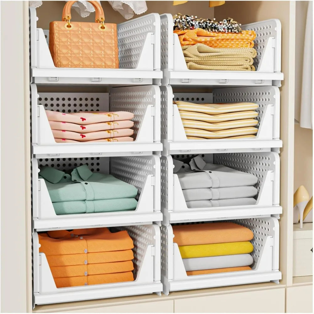 Stackable Closet Storage Basket 5 Pack Multifunctional Foldable Organizer