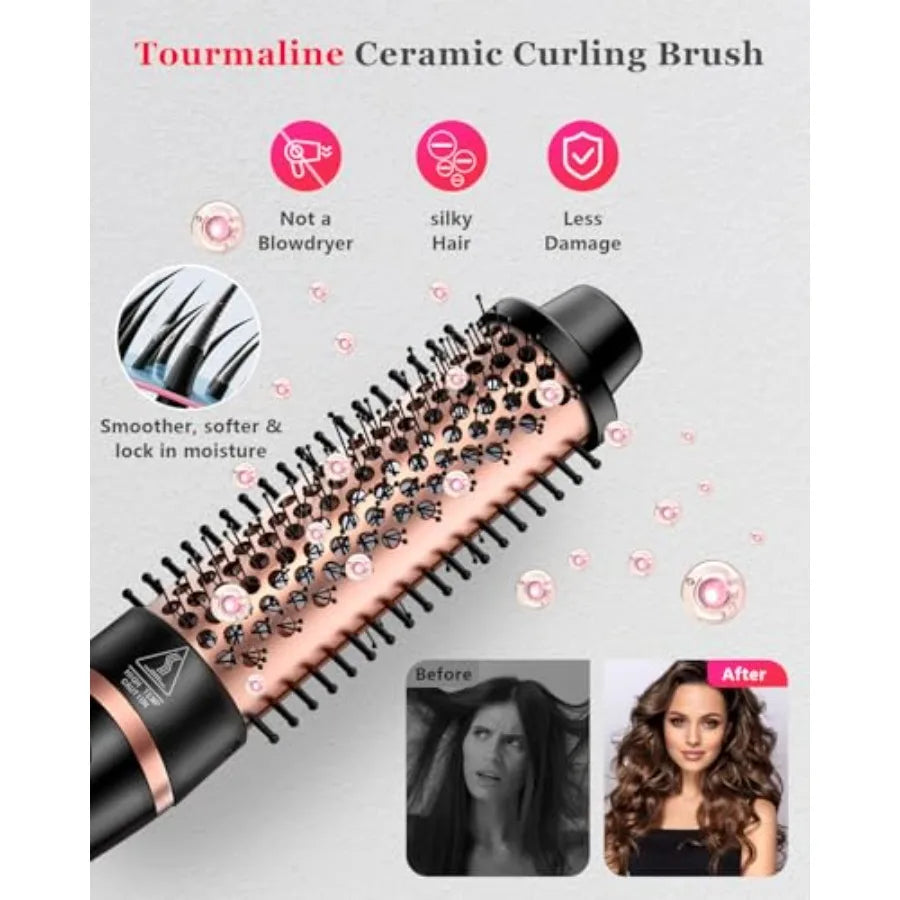 5 In 1 Curling Iron And Thermal Brush Set With Interchangeable Ceramic Barrels