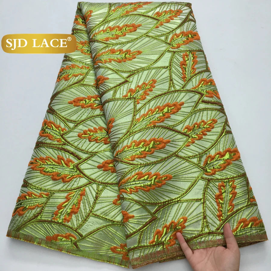 Nigerian Brocade Lace Damask Fabrics African Jacquard For Women Dresses