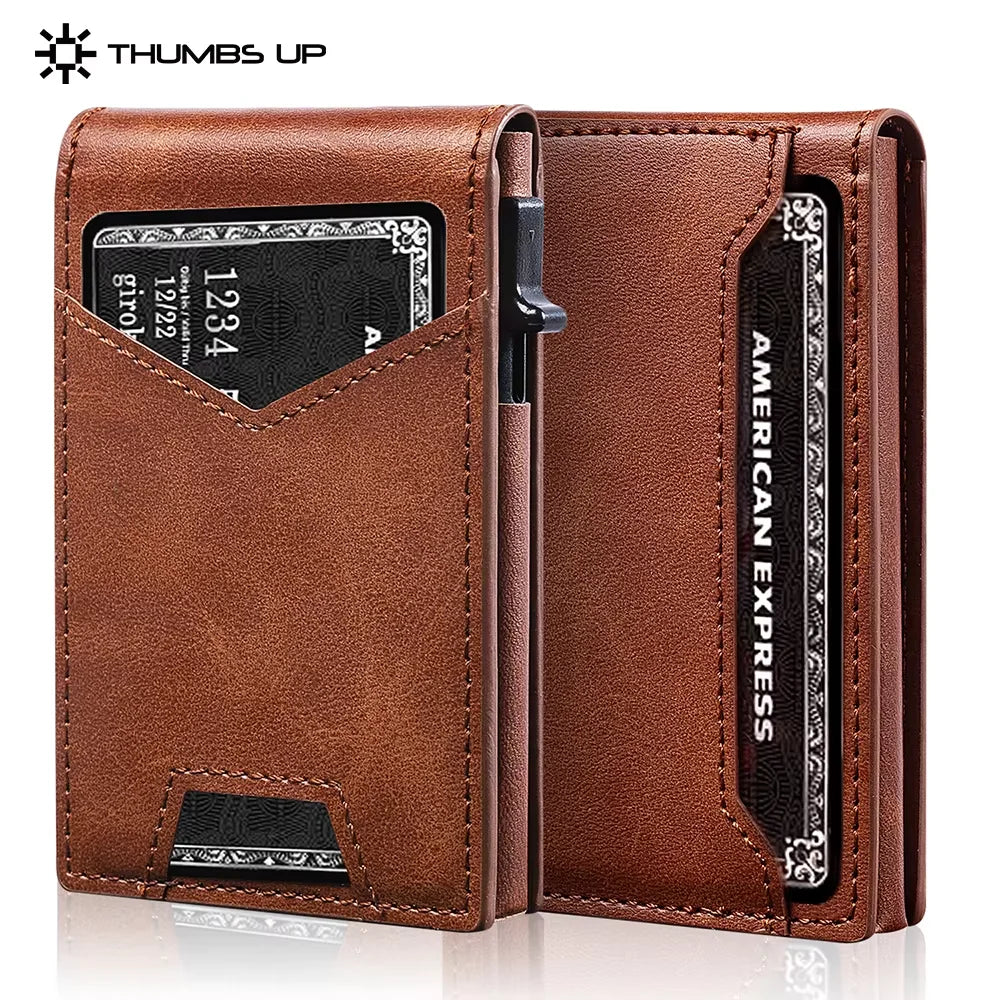 IWANTTI Minimalist Slim Cardholder for Men, Premium Fabric Wallet with Card Ejector, RFID Blocking Front Pocket Stylish Design