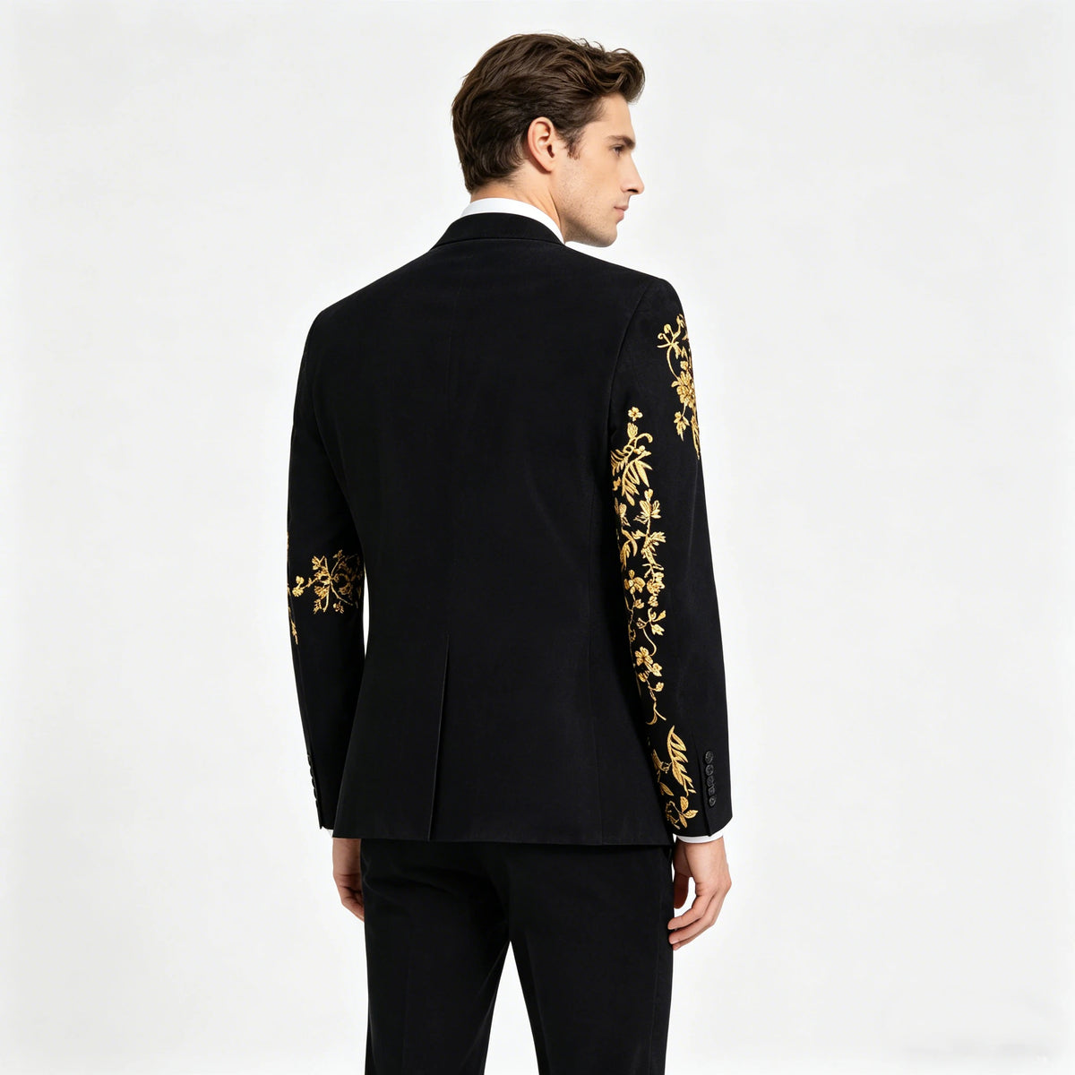 Men's Velvet Blazer With Floral Embroidery For Weddings And Parties