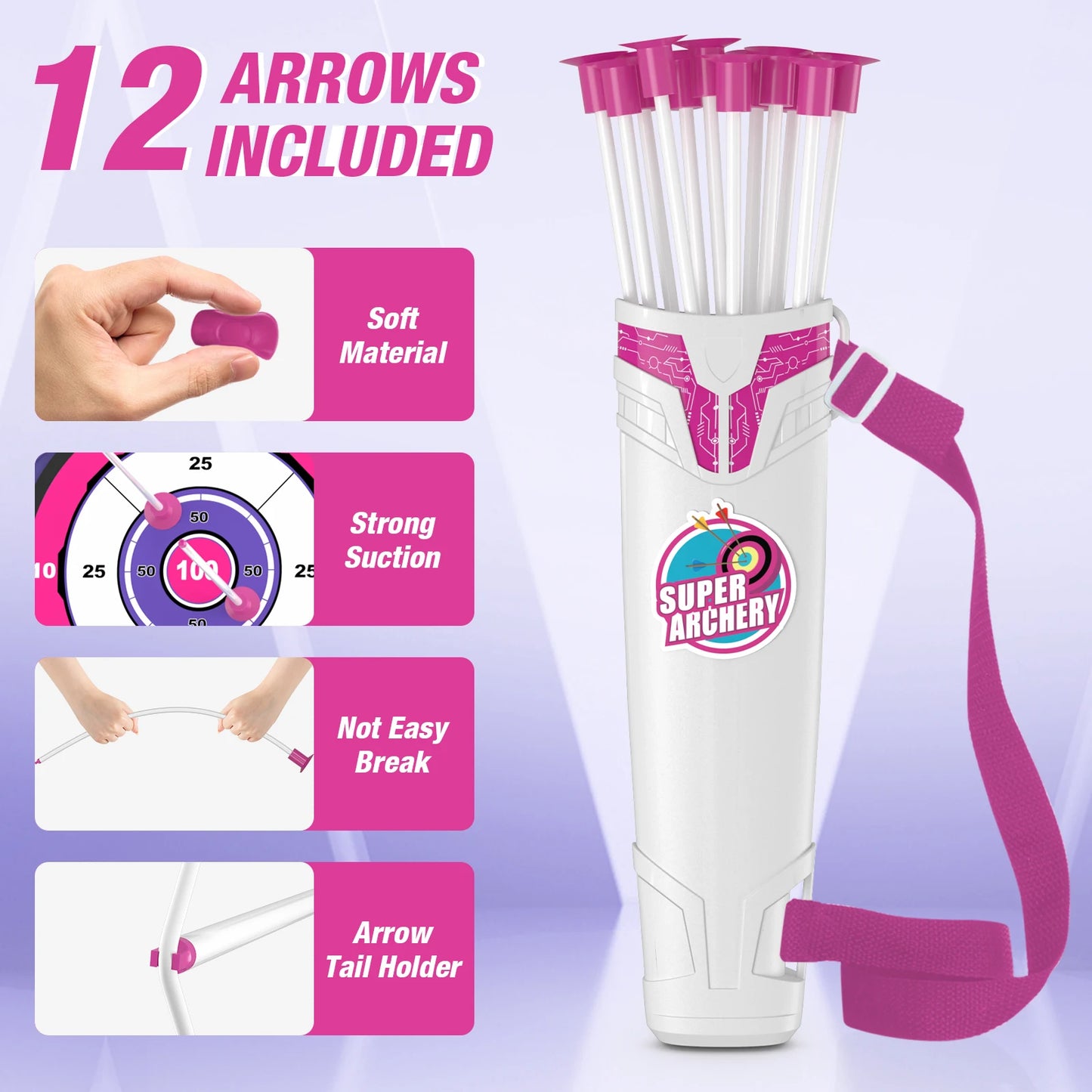 Bow and Arrow Set 3-8,Kids Archery Set with LED Lights Includes 12 Suction Cup, 1 Standing Target, 3 Score Targets & 1 Quiver, Outdoor Toys for Boys & Girls Ages 3-12 Years Old