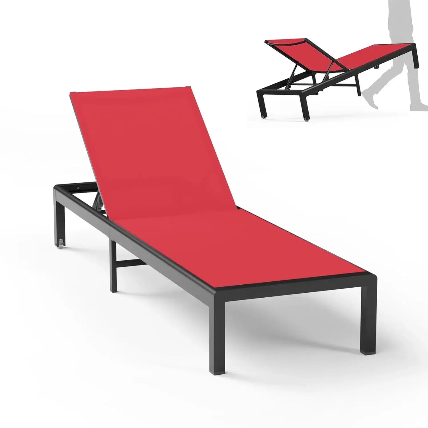 2 Sets Outdoor Aluminum Chaise Lounge Chairs Patio Metal Deck Furniture 5-Position Adjustable Poolside Lounger, Customized