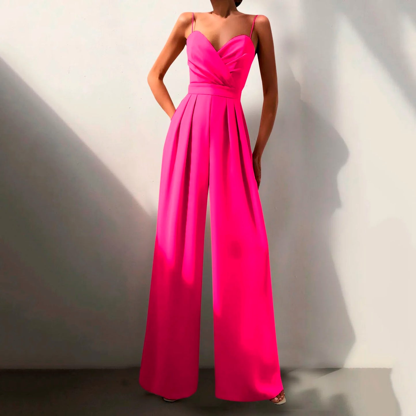 ZOMAXIUJEE Women Sleeveless Jumpsuit High Waist Wide Leg Pants