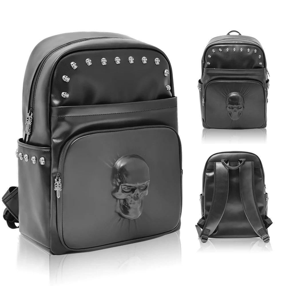 Motorcycles Accessories Bag 3D Skull PU Leather Bag Waterproof Men Women Motocycle Motorcycle Backpack Travel Bag Large PU leather