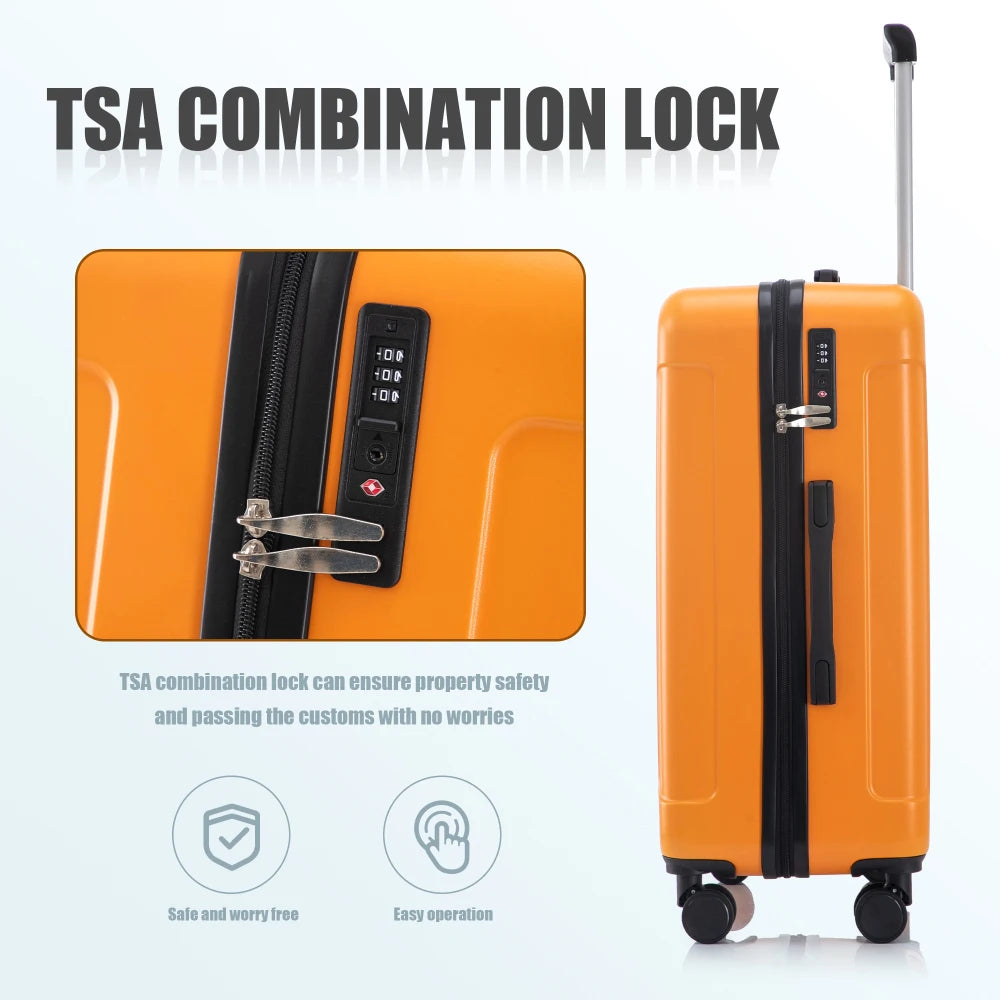 20"/24"/28" Suitcases in 360 ° Dual Rotating Wheel Luggage,Carry on Suitcase, Matching Color, TSA Combination Lock Hard Luggage,