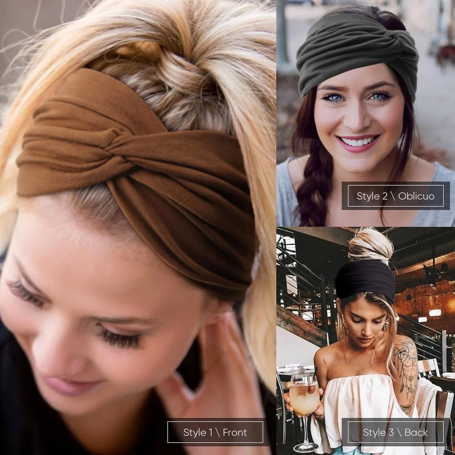 4 Pack Turban Headbands for Women Wide Vintage Head Wraps Knotted Cute Hair Band Accessories