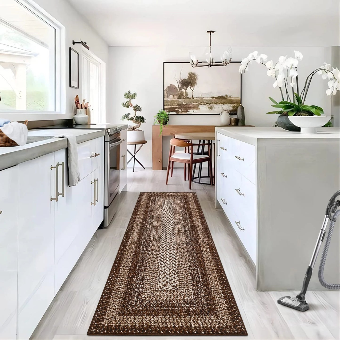 HiMISS Washable Area Rug Non Slip Modern Braided Print