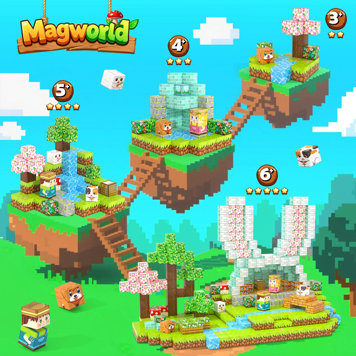 Magnetic Blocks Magnetic Building Blocks, Mine Magnet World Building Crafts, Sensory Toys Learning Game, for Kids Ages 3-5 5-7 8-12 Year Old