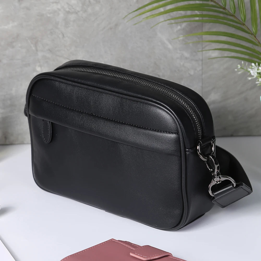 APWIKOGER Leather Fashion Crossbody Bag For Men Casual Business Sling