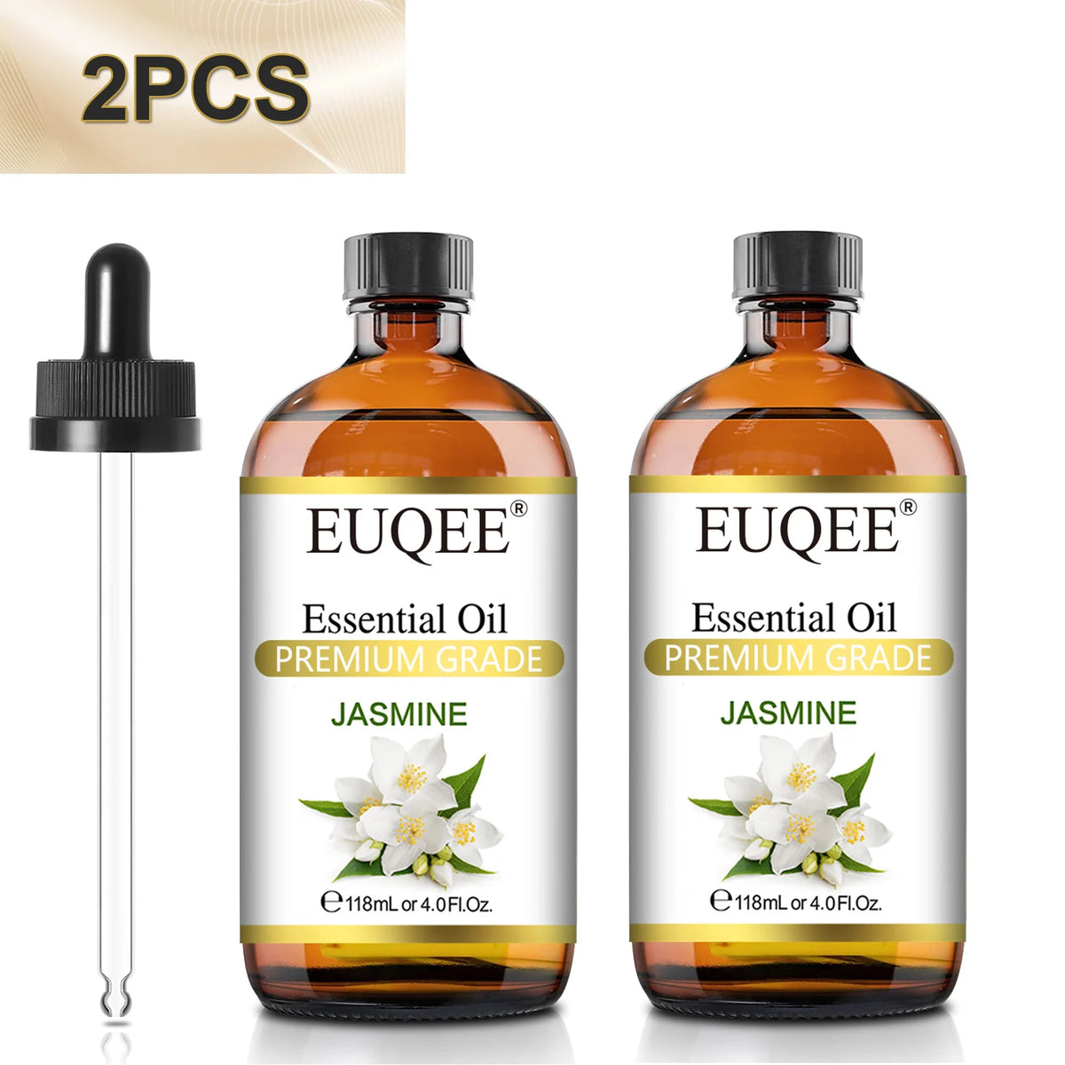 EUQEE 2 Bottles Plant Essential Oil For Diffuser Aromatherapy 118ml Myrrh Lemon Verbena Spikenard Palo Santo Rose Jasmine Essential Oil 2pcs/set