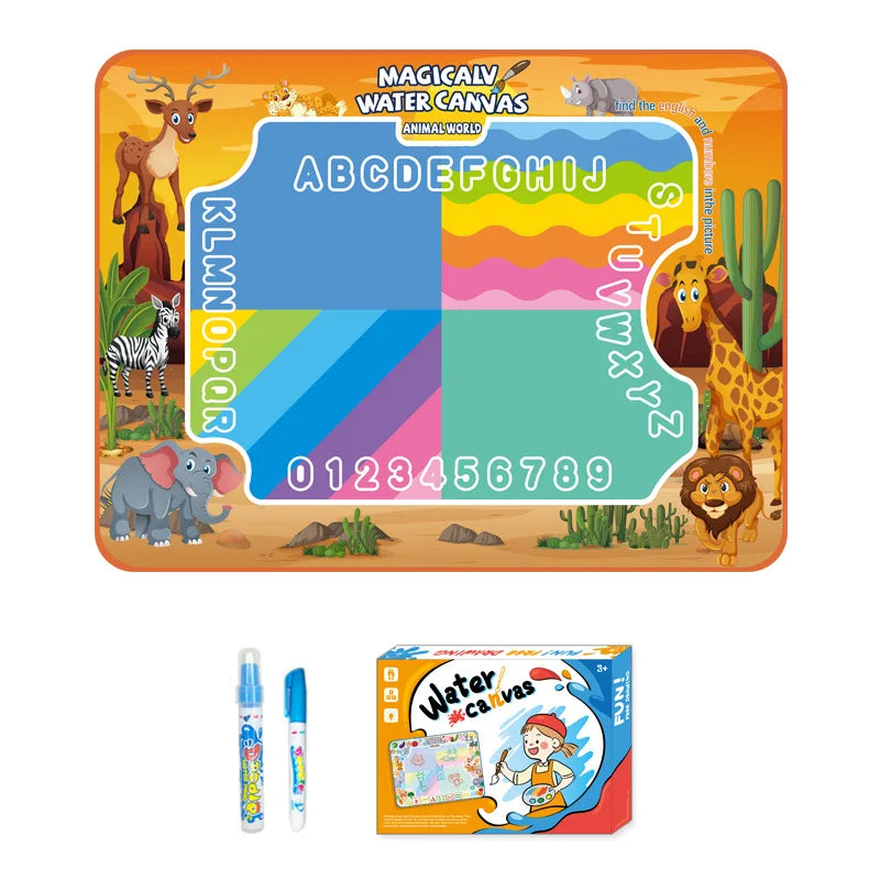 Magic Water Canvas Doodle Mat Kids Aqua Drawing Board Reusable Water Painting Graffiti Mat Educational Early Learning Toy For Boys Girls Gift