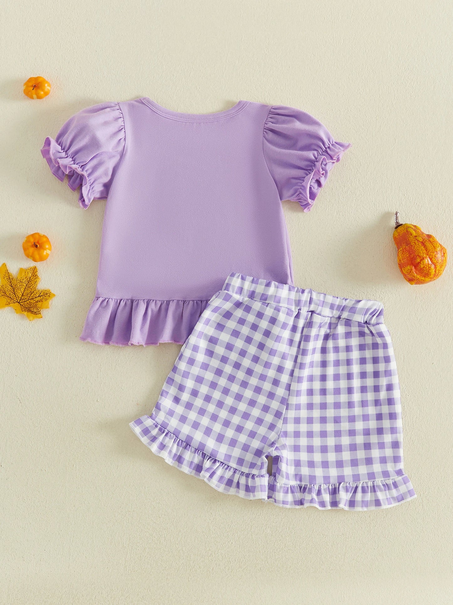 Halloween Pumpkin Embroidered Toddler Girl Top Set