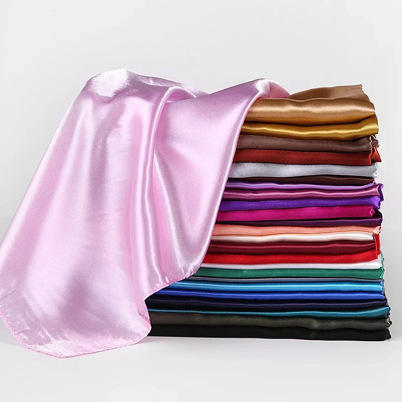 JTVOVO Silk Hijab Scarf Women Satin Solid Bandana Shawl