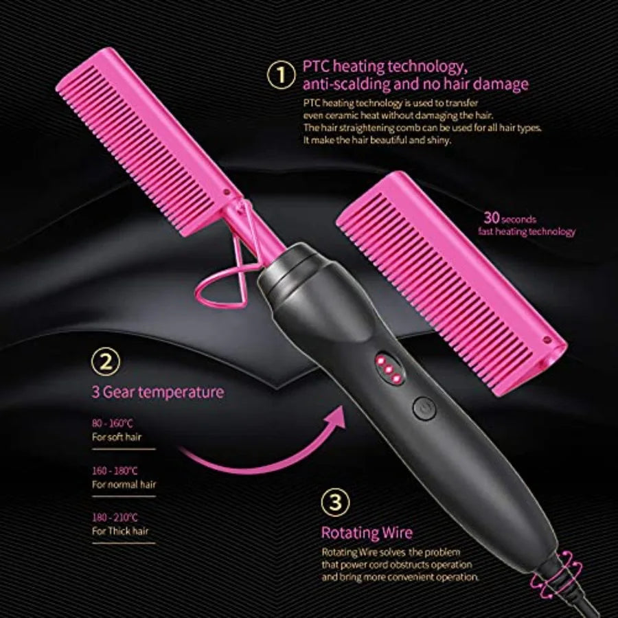 Ceramic Electric Hot Comb Straightener For Natural Hair Beard