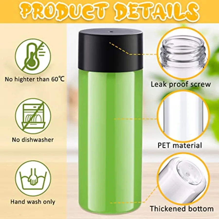 Pcs Plastic Juice Bottles with Black Lids Sensory Bottles Round Clear Drink Containers Plastic Smoothie Tumble Empty Water Tumb