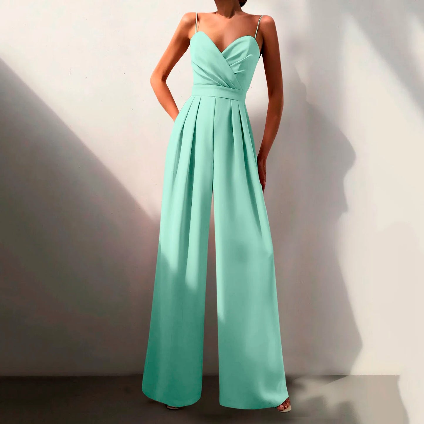 ZOMAXIUJEE Women Sleeveless Jumpsuit High Waist Wide Leg Pants