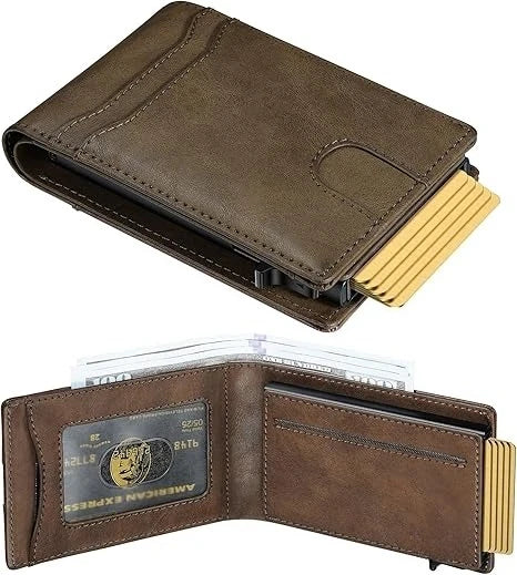 Card Wallet For Men Slim: Smart Rfid Minimalist Front Pocket Pop Up Wallet with ID Window