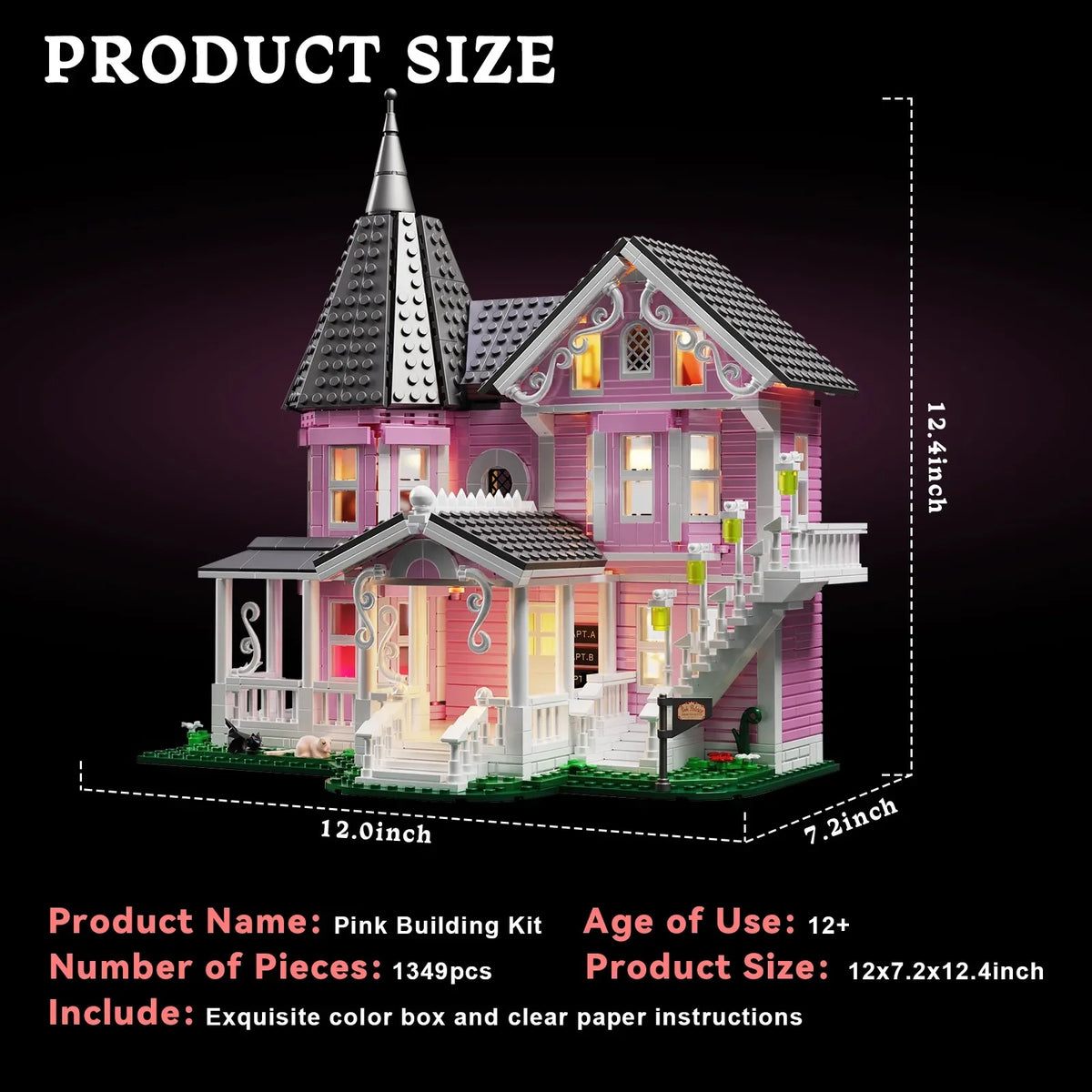 1349 PCS Coralines Building Block Set Pink Palace Model Apartment Ideas Movie Architecture Toy for Boys and Girls Gift