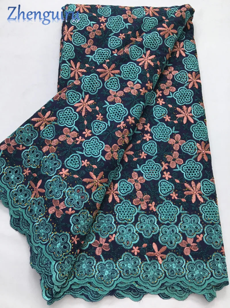 African Lace Fabric Swiss Voile Cotton Embroidered Nigerian Lace 5 Yards