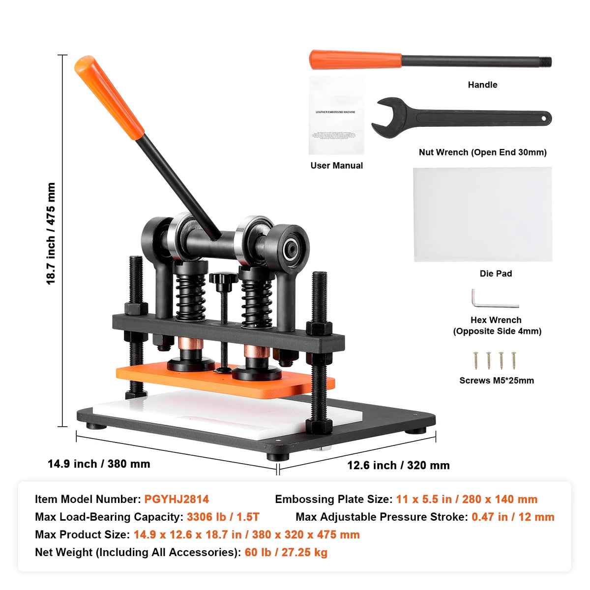 SucceBuy Manual Leather Die Cutting and Embossing Machine