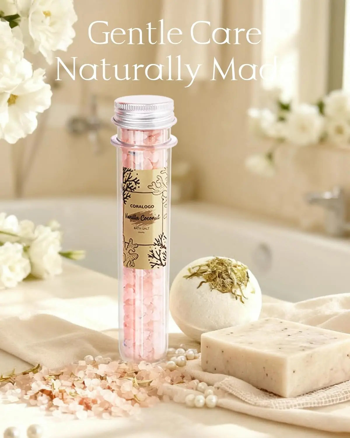 Natural Spa Gift Baskets 11pcs for Women Mom Wife - Self Care Pampering Set with Bath Bombs, Salts, Candle, Soap, Socks