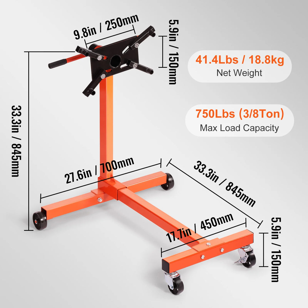 Rotating Engine Stand with Adjustable Head and 360 Degree Rotation