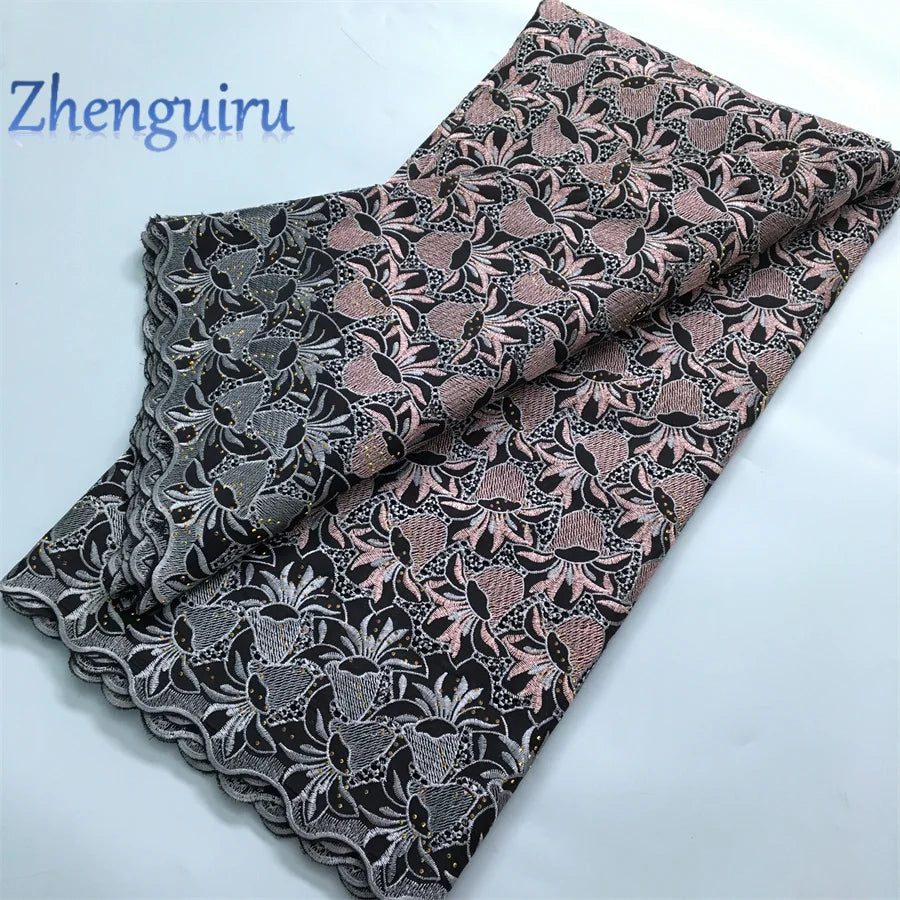 African Lace Fabric Swiss Voile Cotton Embroidered Nigerian Lace 5 Yards