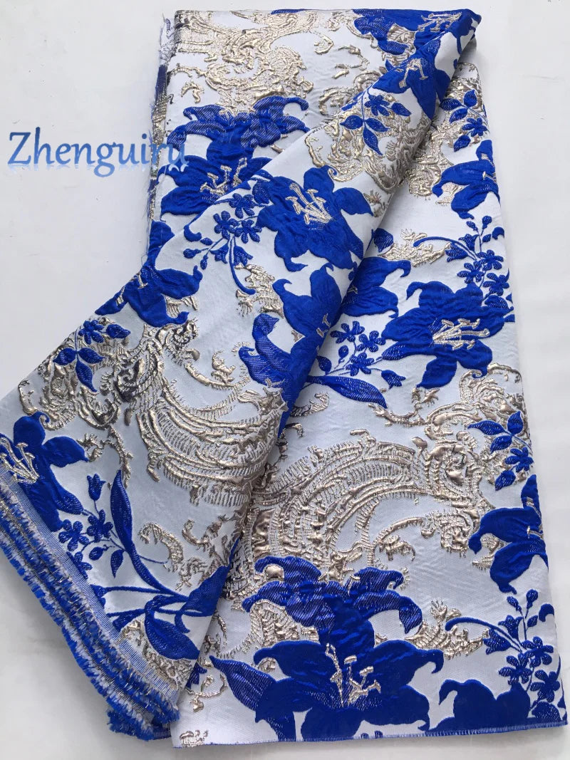 Zhenguiru Navy Blue African Brocade Lace Fabric