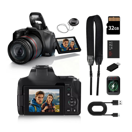 4K Digital Cameras for Photography & Vlogging,72MP WiFi Touch Screen Vlogging Camera,4K Video Camera,12X Optical Zoom,with Flash