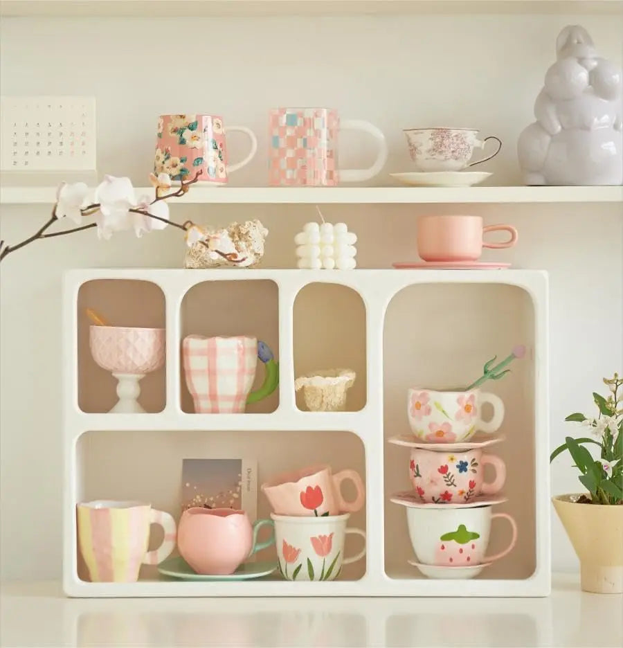 Bymaocar Wall Mounted Storage Cabinet Floating Shelf With 5 Compartments
