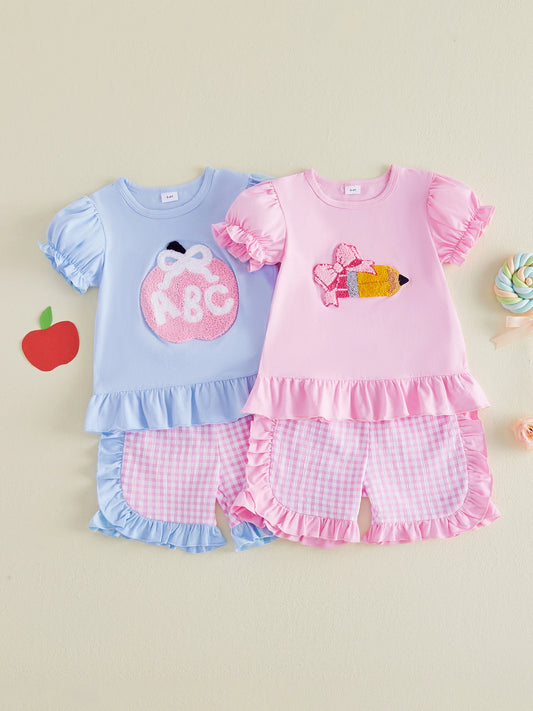 Girls Casual Outfit Floral Print Off-Shoulder Ruffle Tops Denim Shorts 2 Pcs Set for Summer Beach Vacation