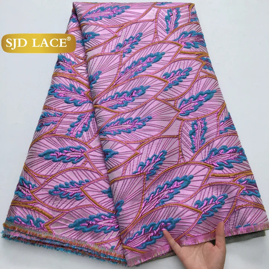 Nigerian Brocade Lace Damask Fabrics African Jacquard For Women Dresses