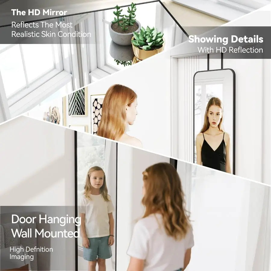 Rectangle Full Body Mirror With Aluminum Alloy Frame For Door Hanging Wall Mount