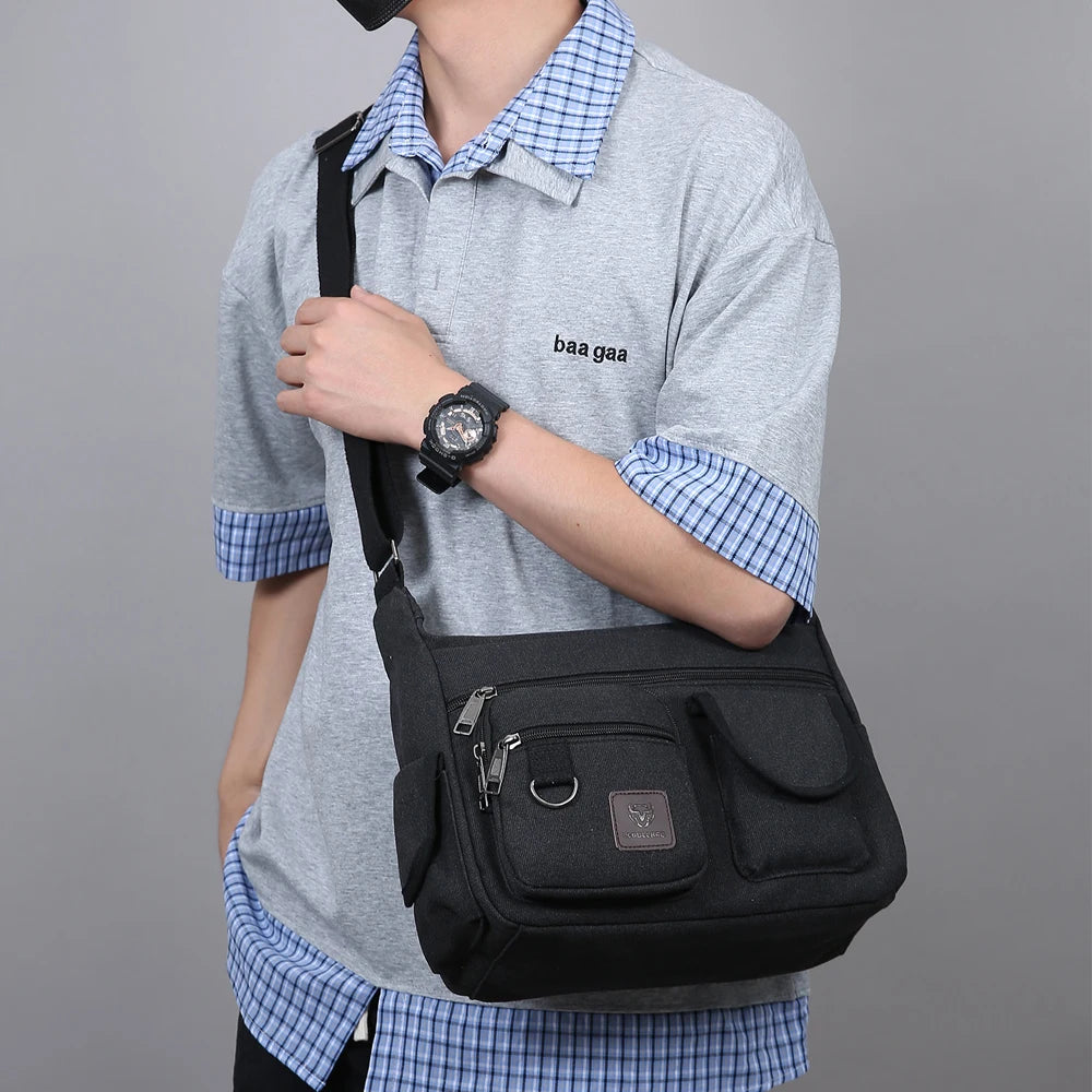 Men Retro Canvas Messenger Bag For School And Everyday Use