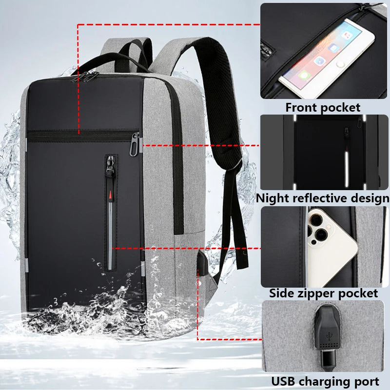 Waterproof Laptop Backpack USB Charging Unisex Large Capacity Daypack