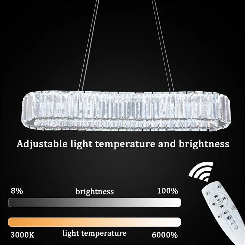 GreeLustr K9 Crystal Oval Ring LED Chandelier Dining Room